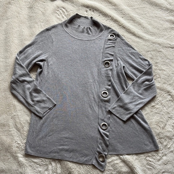 cleo Tops - Cleo Asymmetrical Grunge Minimalist Streetwear Modern Edgy Mock Neck Long Sleeve